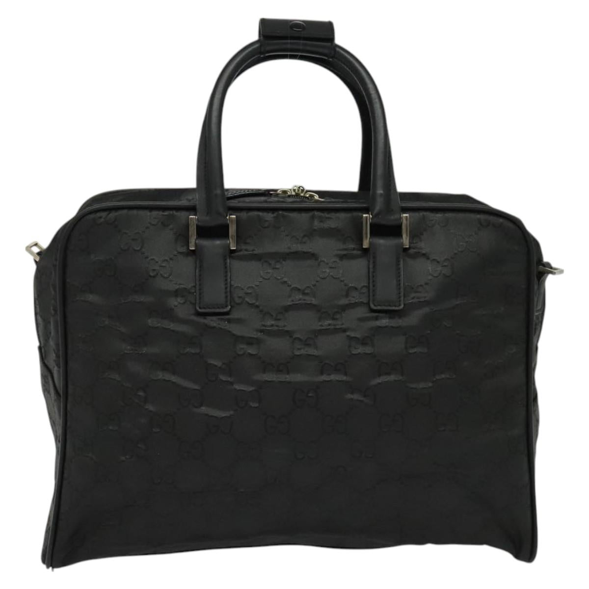 GUCCI GG Canvas Boston Bag Black Silver 012 0355 Auth ep9233