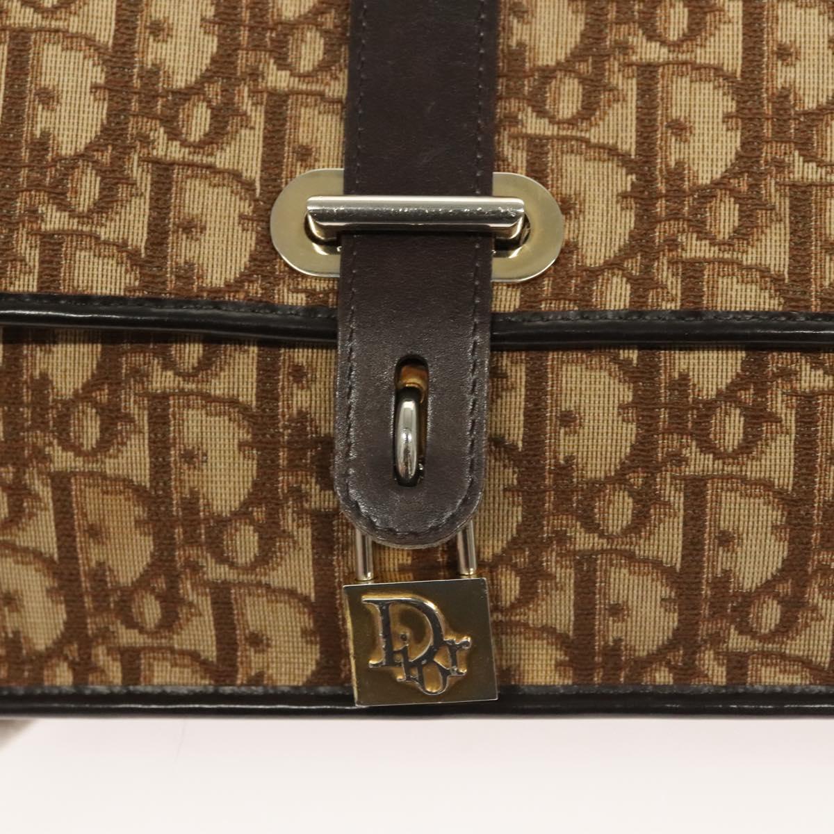 Christian Dior Trotter Canvas Shoulder Bag Brown Gold Auth ep9243