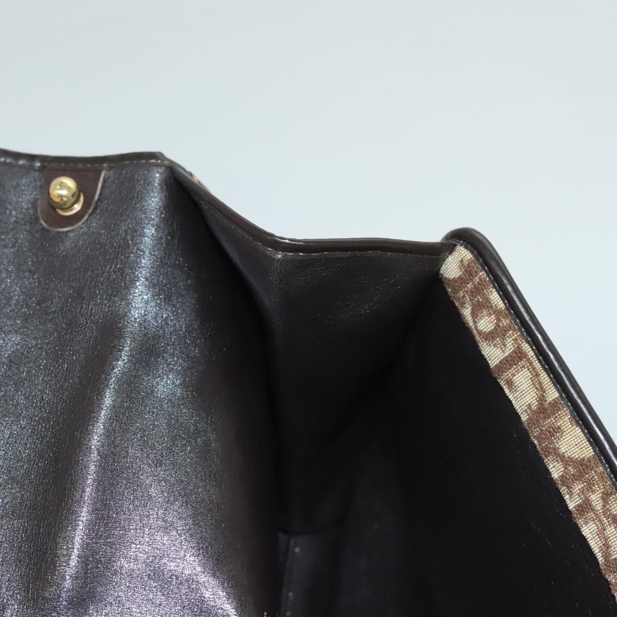 Christian Dior Trotter Canvas Shoulder Bag Brown Gold Auth ep9243