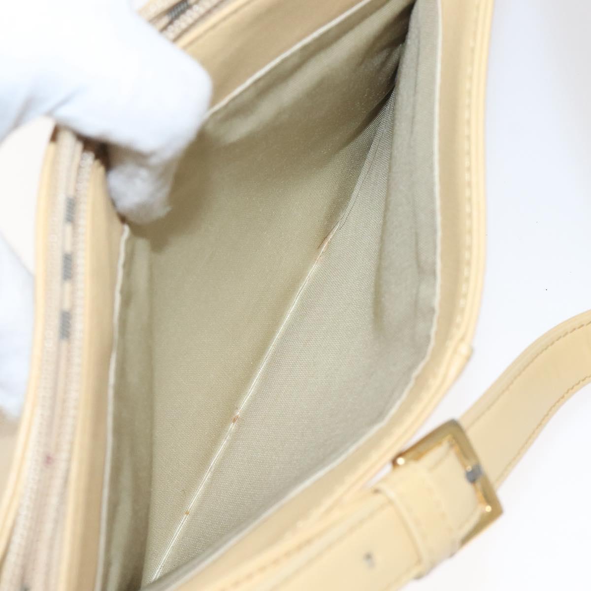 BURBERRY Shoulder Bag Leather Beige Gold Auth ep9244
