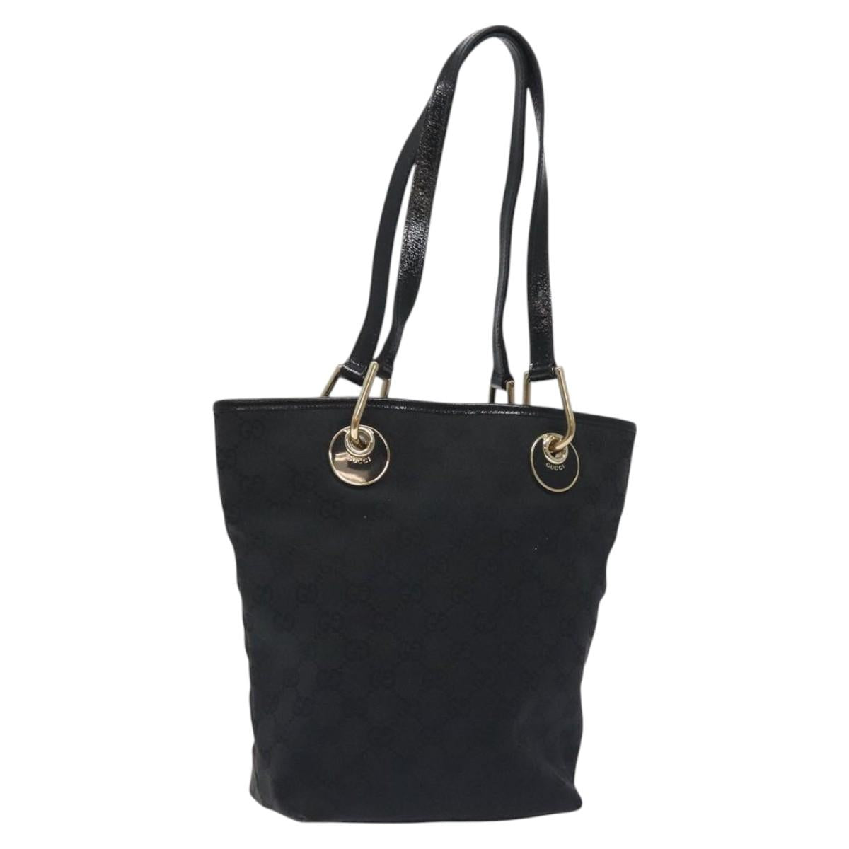 GUCCI GG Canvas Tote Bag Black Gold 120840 Auth ep9254