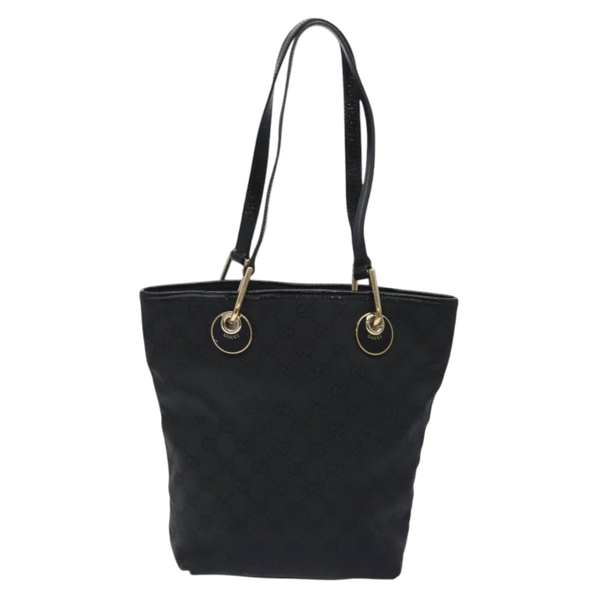 GUCCI GG Canvas Tote Bag Black Gold 120840 Auth ep9254