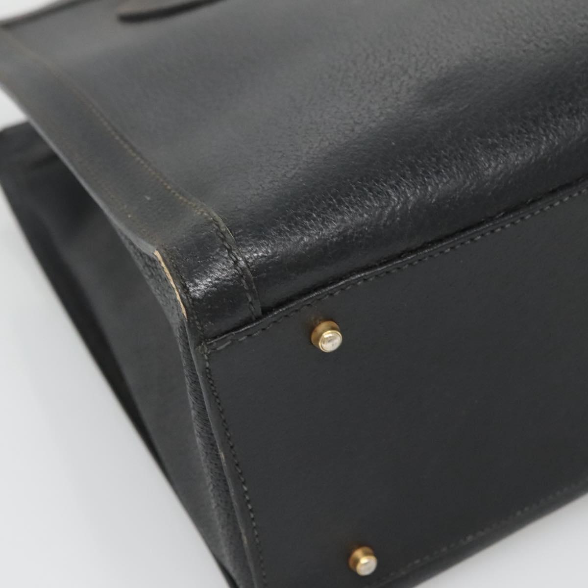 GUCCI Bamboo Hand Bag Leather Black Gold 002 1186 0260 Auth ep9257
