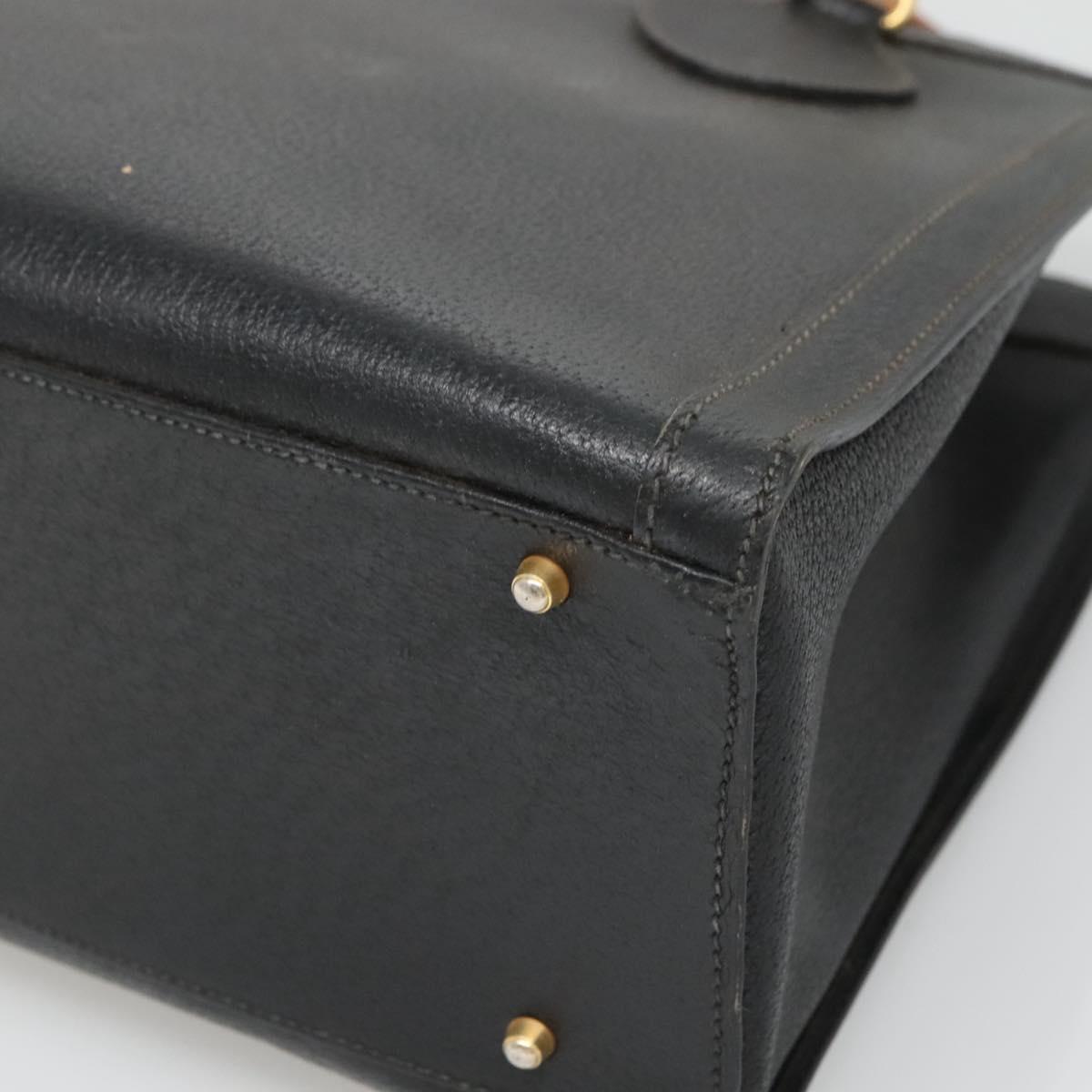 GUCCI Bamboo Hand Bag Leather Black Gold 002 1186 0260 Auth ep9257