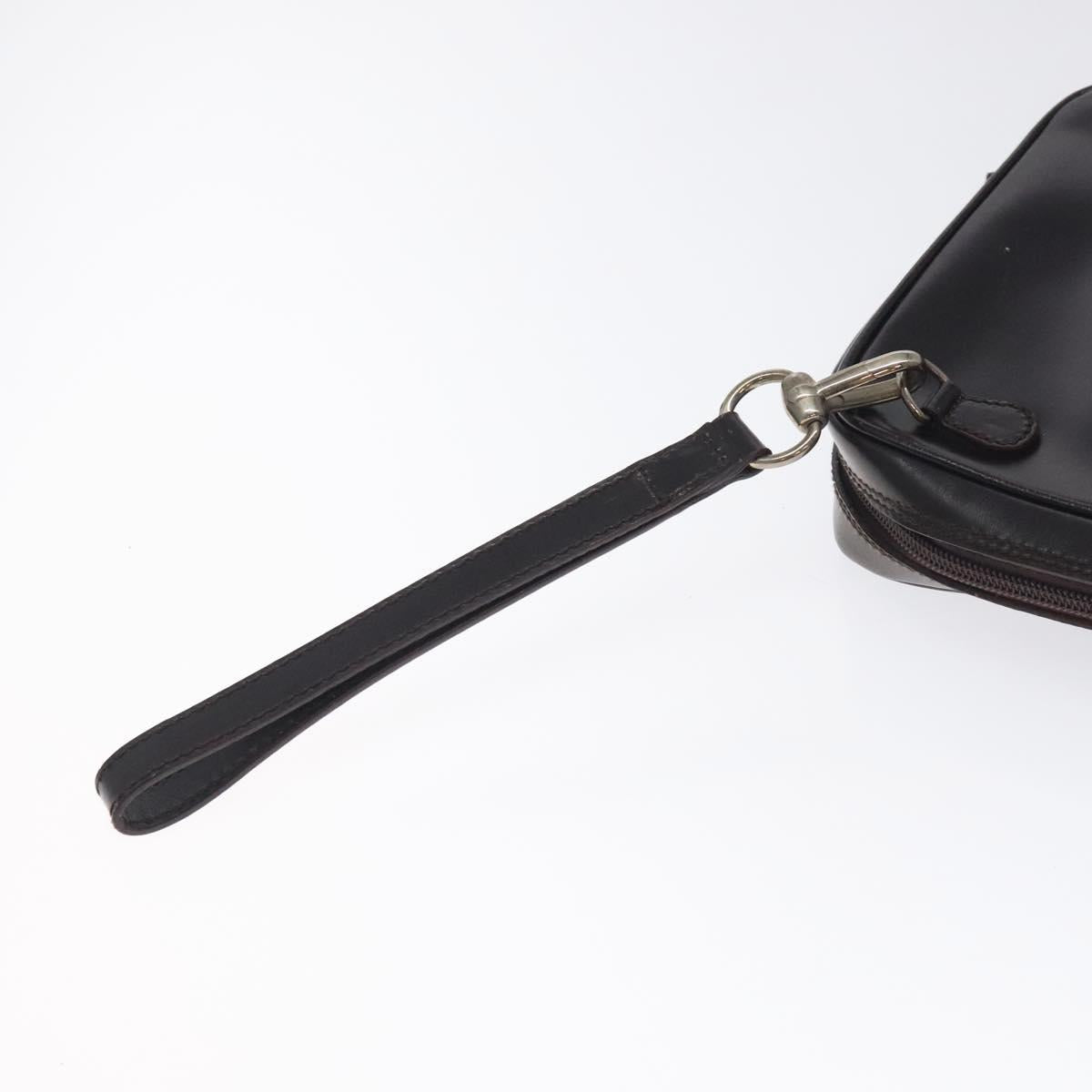 GUCCI Clutch Bag Leather Black Silver 018 0040 Auth ep9261