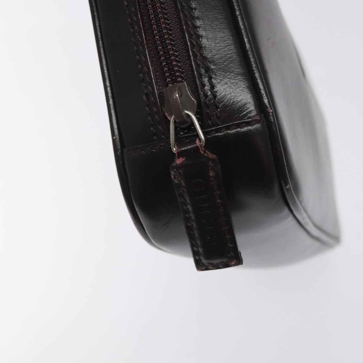 GUCCI Clutch Bag Leather Black Silver 018 0040 Auth ep9261