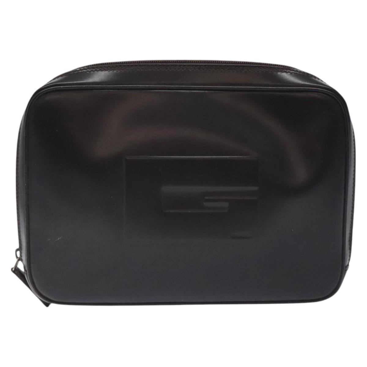GUCCI Clutch Bag Leather Black Silver 018 0040 Auth ep9261