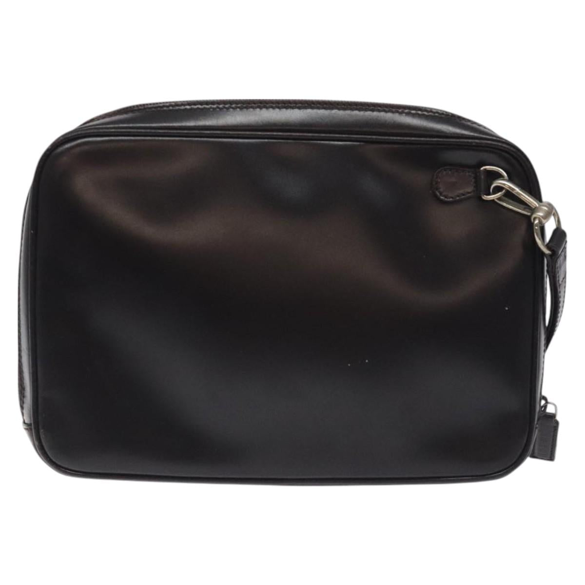 GUCCI Clutch Bag Leather Black Silver 018 0040 Auth ep9261