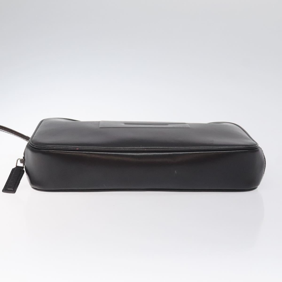 GUCCI Clutch Bag Leather Black Silver 018 0040 Auth ep9261