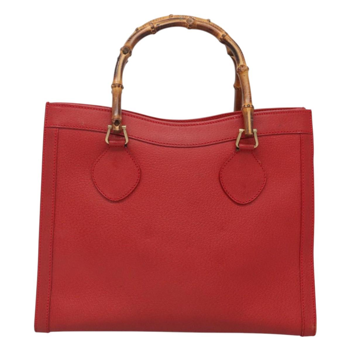 GUCCI Bamboo Hand Bag Leather Red Gold 002 2853 0260 0 Auth ep9268