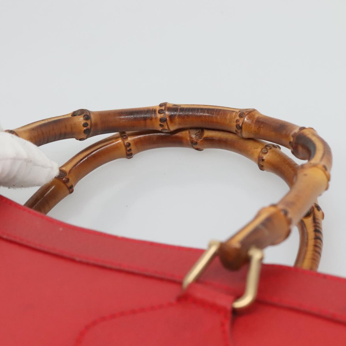 GUCCI Bamboo Hand Bag Leather Red Gold 002 2853 0260 0 Auth ep9268