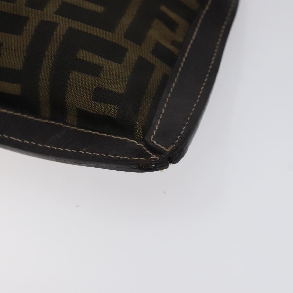 FENDI Zucca Canvas Pouch Black Brown Auth ep9276