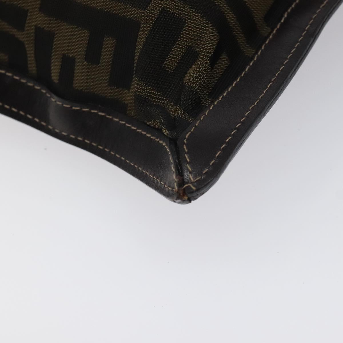 FENDI Zucca Canvas Pouch Black Brown Auth ep9276