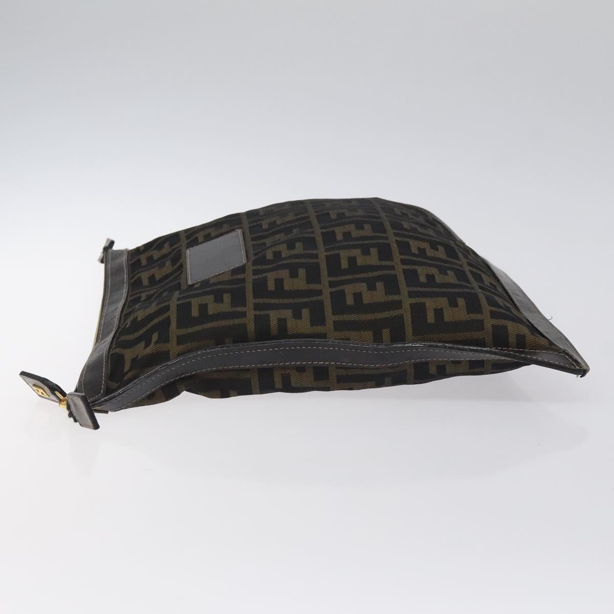 FENDI Zucca Canvas Pouch Black Brown Auth ep9276