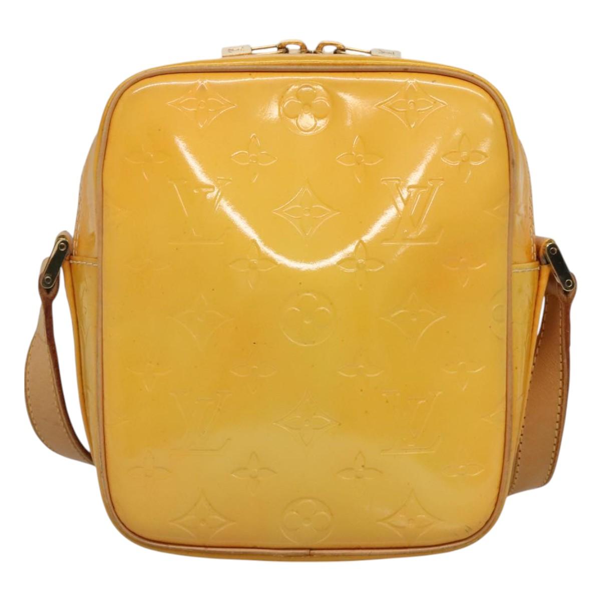 LOUIS VUITTON Monogram Vernis Wooster Bag Lime Yellow M91075 LV Auth ep9296