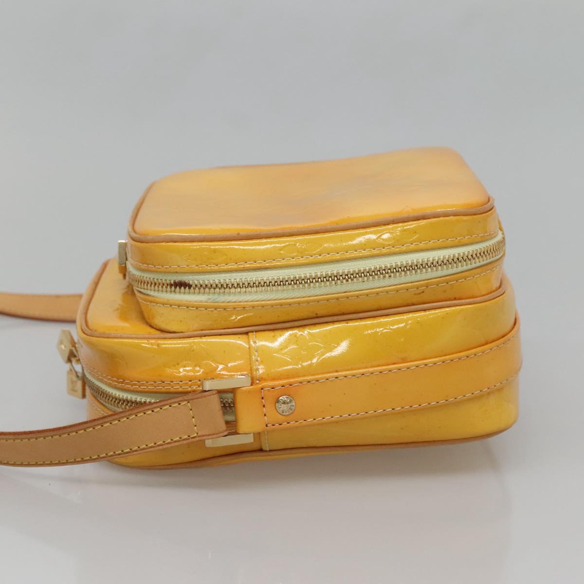 LOUIS VUITTON Monogram Vernis Wooster Bag Lime Yellow M91075 LV Auth ep9296