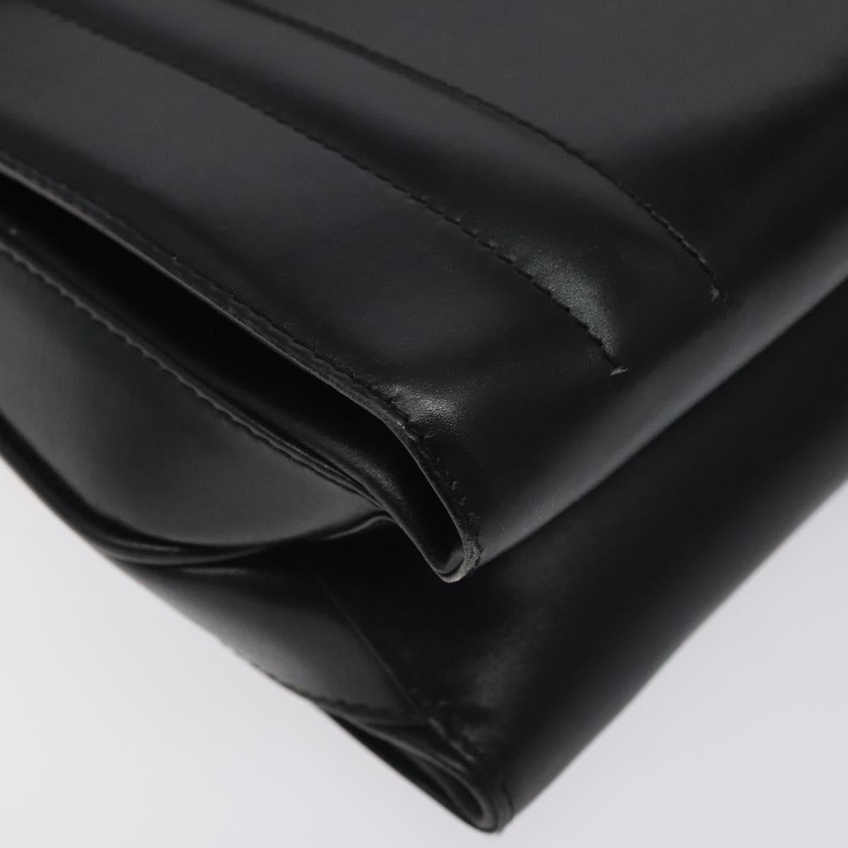 GUCCI Hand Bag Leather Black Gold Auth ep9297