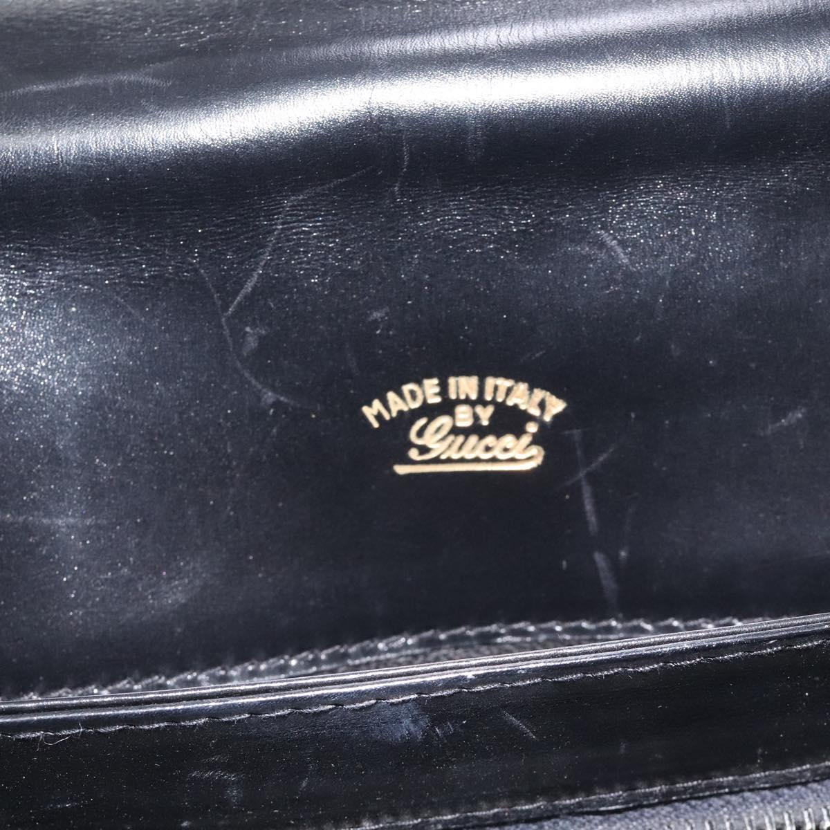 GUCCI Hand Bag Leather Black Gold Auth ep9297