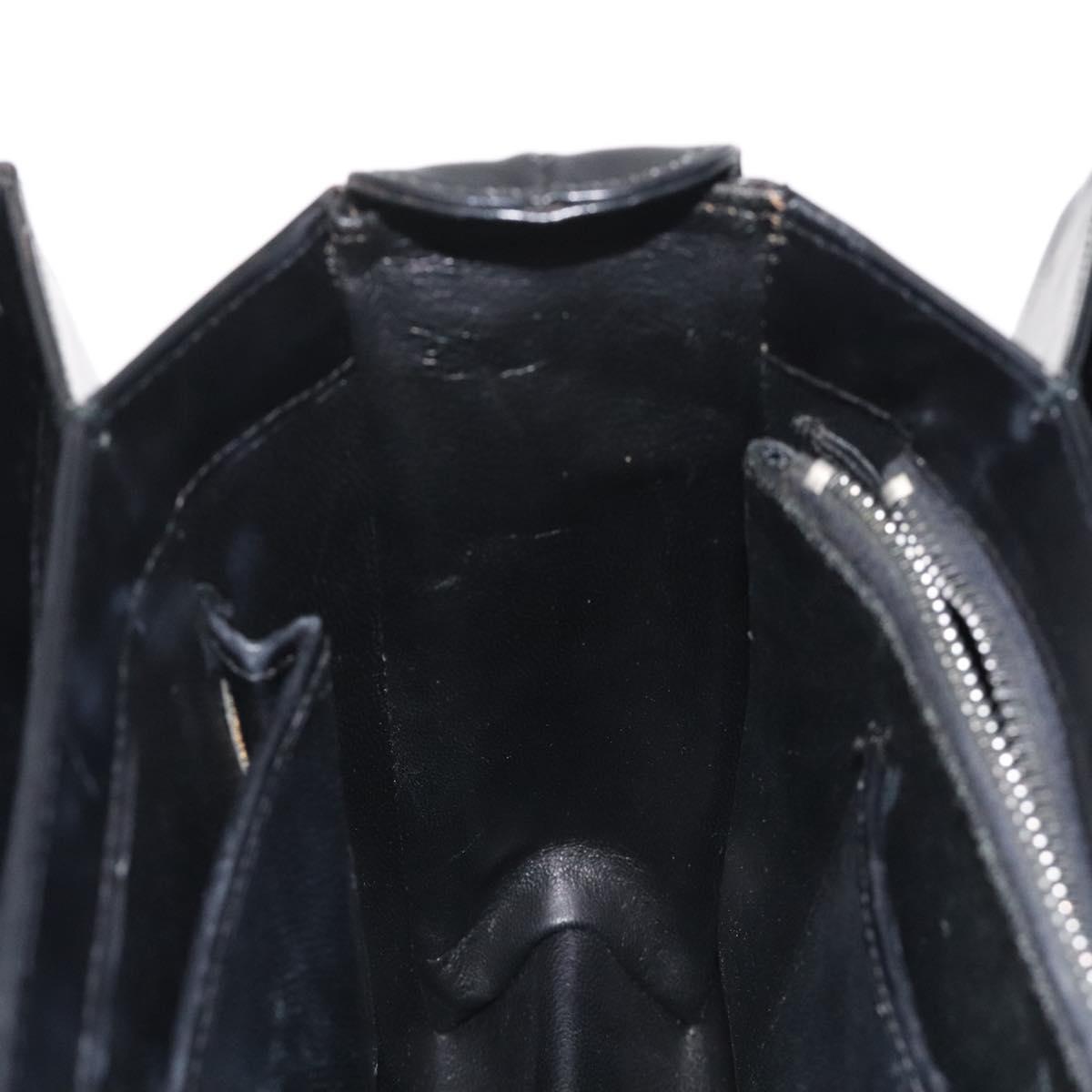 GUCCI Hand Bag Leather Black Gold Auth ep9297