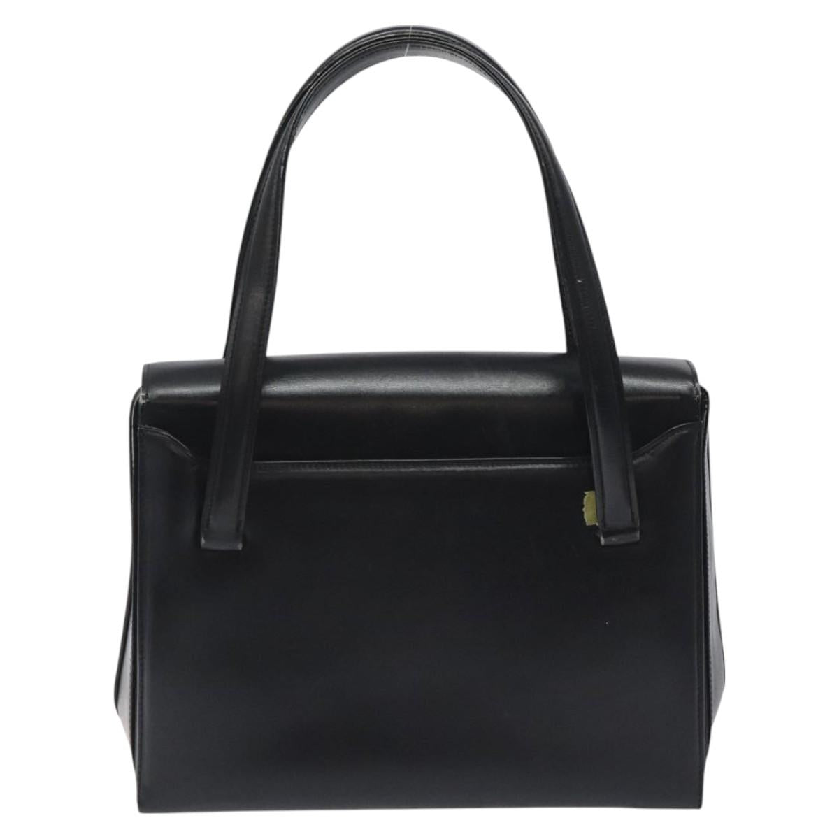 GUCCI Hand Bag Leather Black Gold Auth ep9297