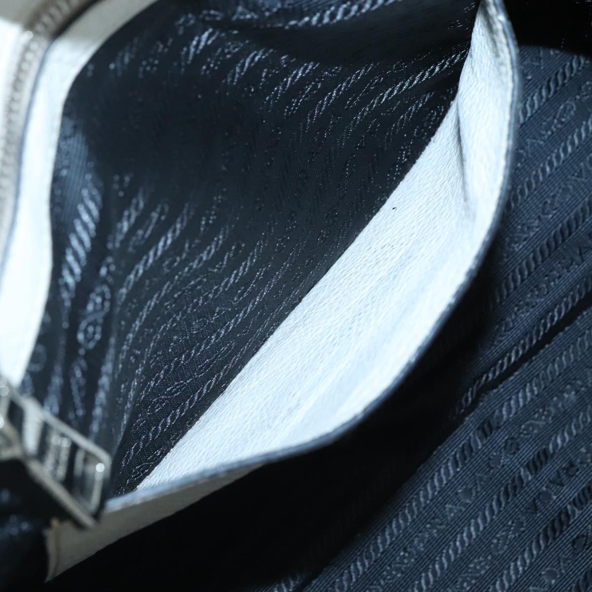 PRADA Tote Bag Leather White Silver Auth ep9305