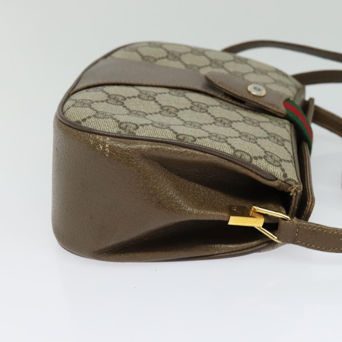 GUCCI GG Supreme Web Sherry Line Bag PVC Beige Gold 72 02 024 Auth ep9333