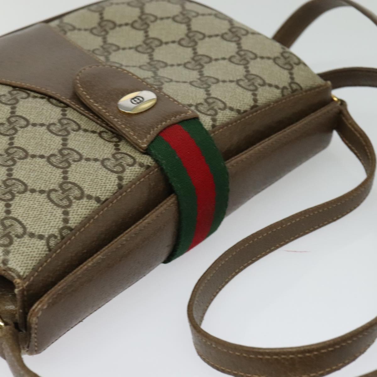 GUCCI GG Supreme Web Sherry Line Bag PVC Beige Gold 72 02 024 Auth ep9333
