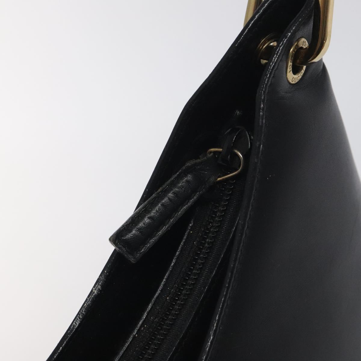 GUCCI Bamboo Hand Bag Leather Black Gold 001 3008 Auth ep9351