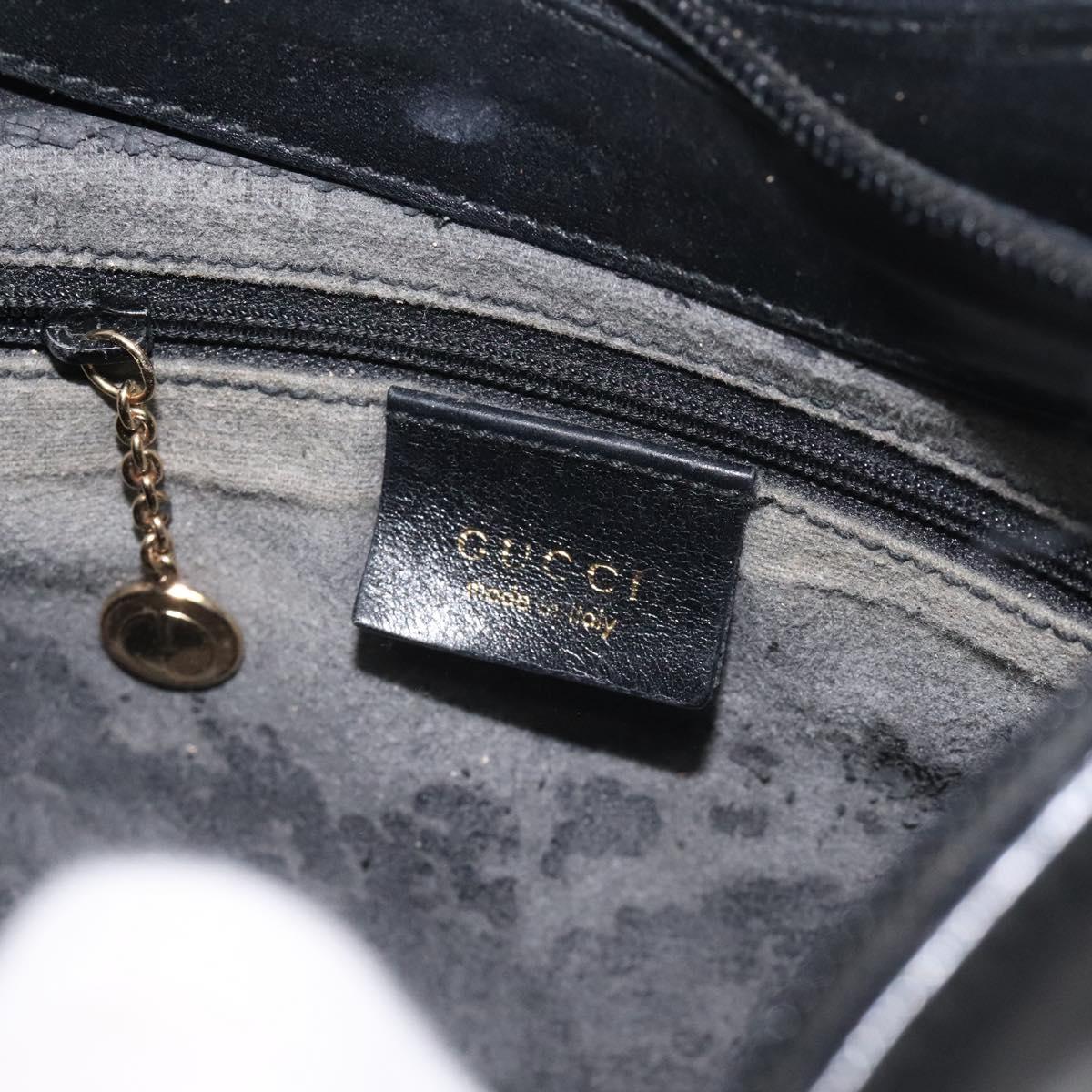 GUCCI Bamboo Hand Bag Leather Black Gold 001 3008 Auth ep9351