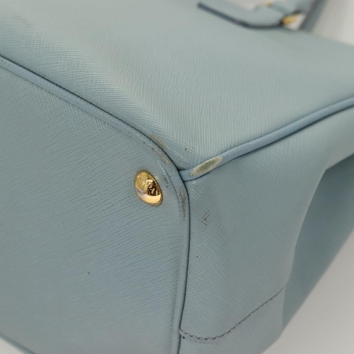 PRADA Galleria Hand Bag Safiano leather Light Blue Gold Auth ep9361