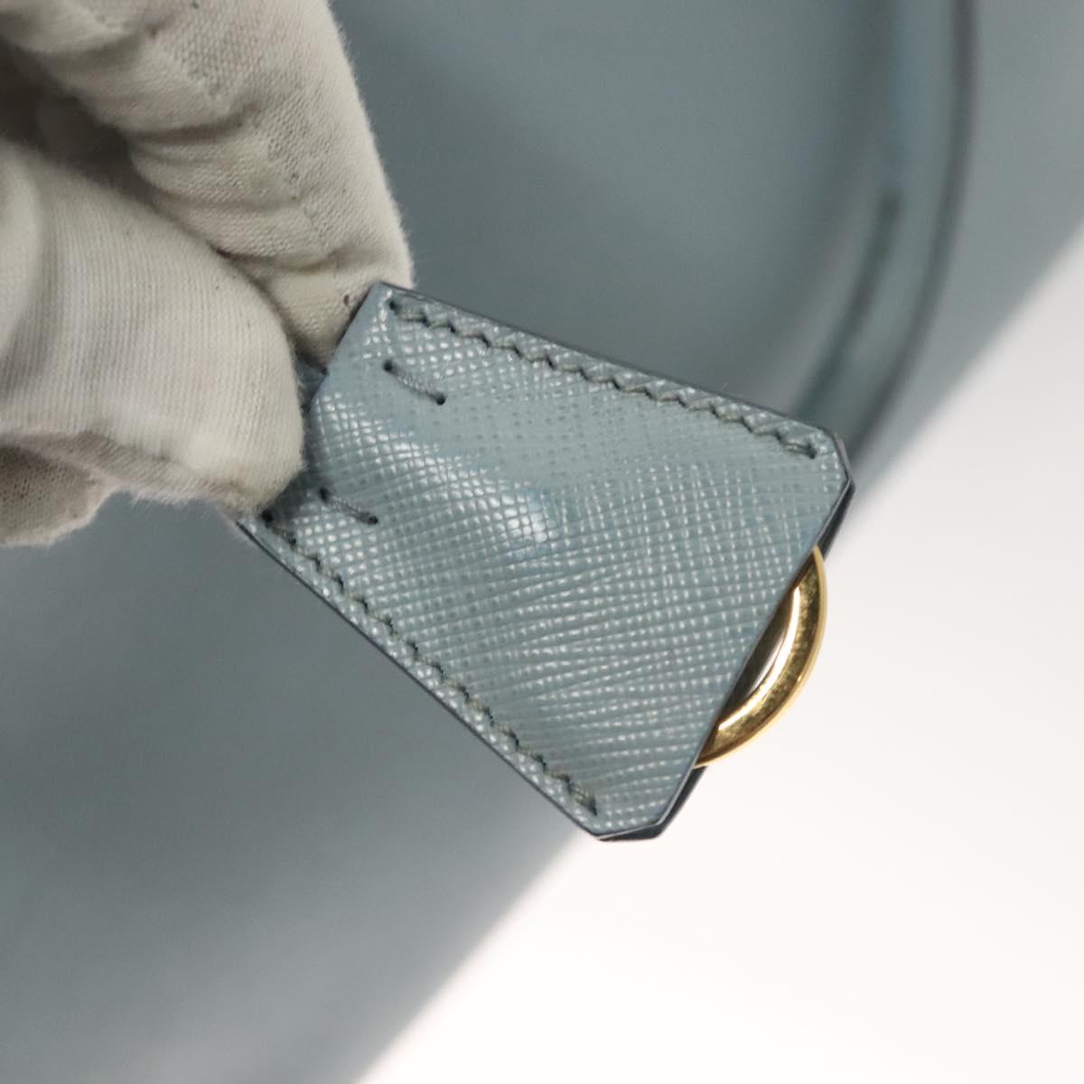 PRADA Galleria Hand Bag Safiano leather Light Blue Gold Auth ep9361