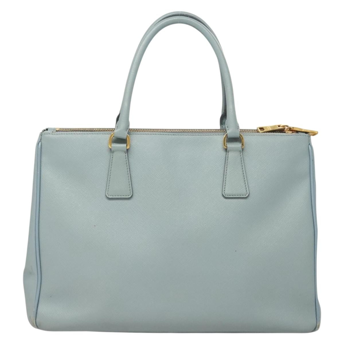 PRADA Galleria Hand Bag Safiano leather Light Blue Gold Auth ep9361