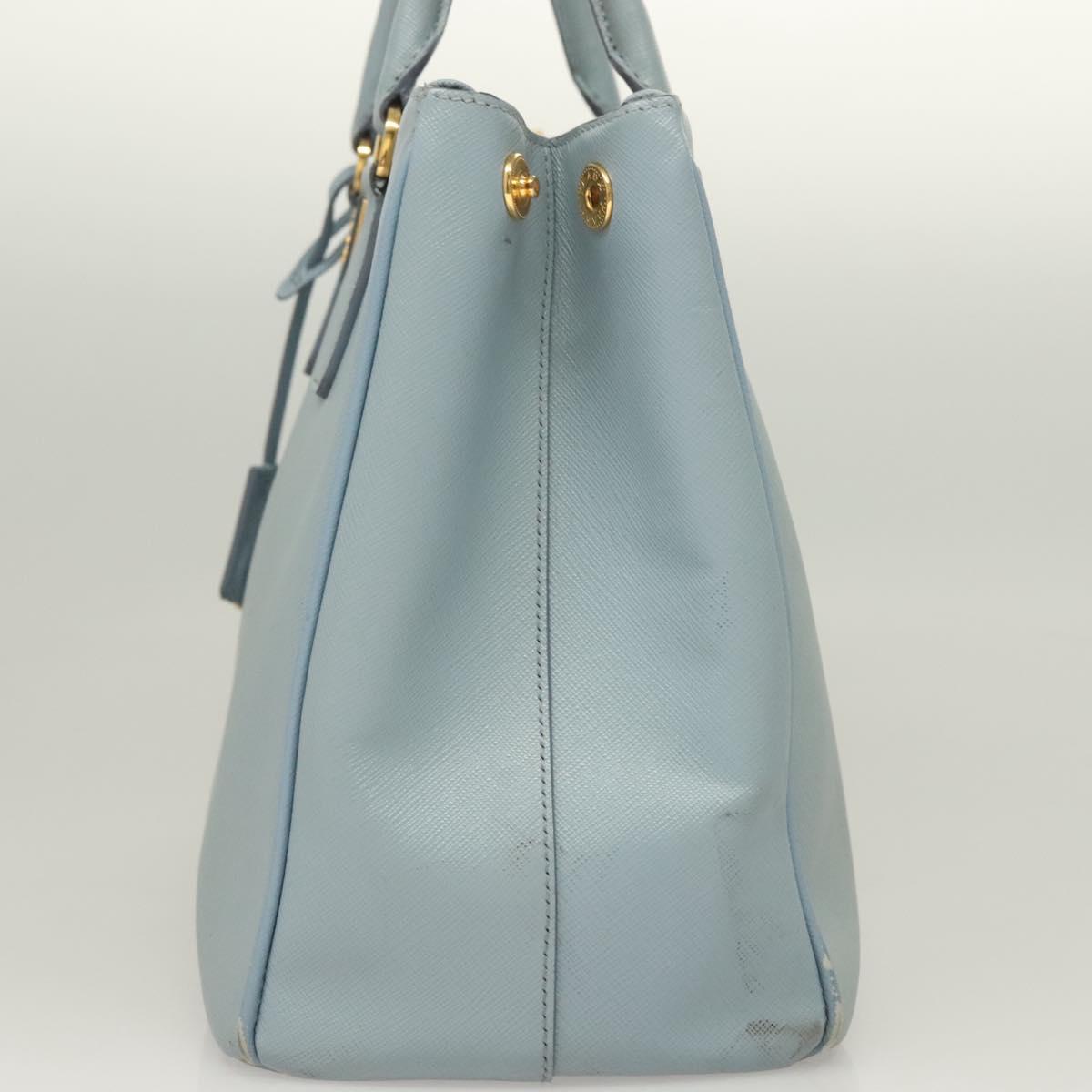 PRADA Galleria Hand Bag Safiano leather Light Blue Gold Auth ep9361