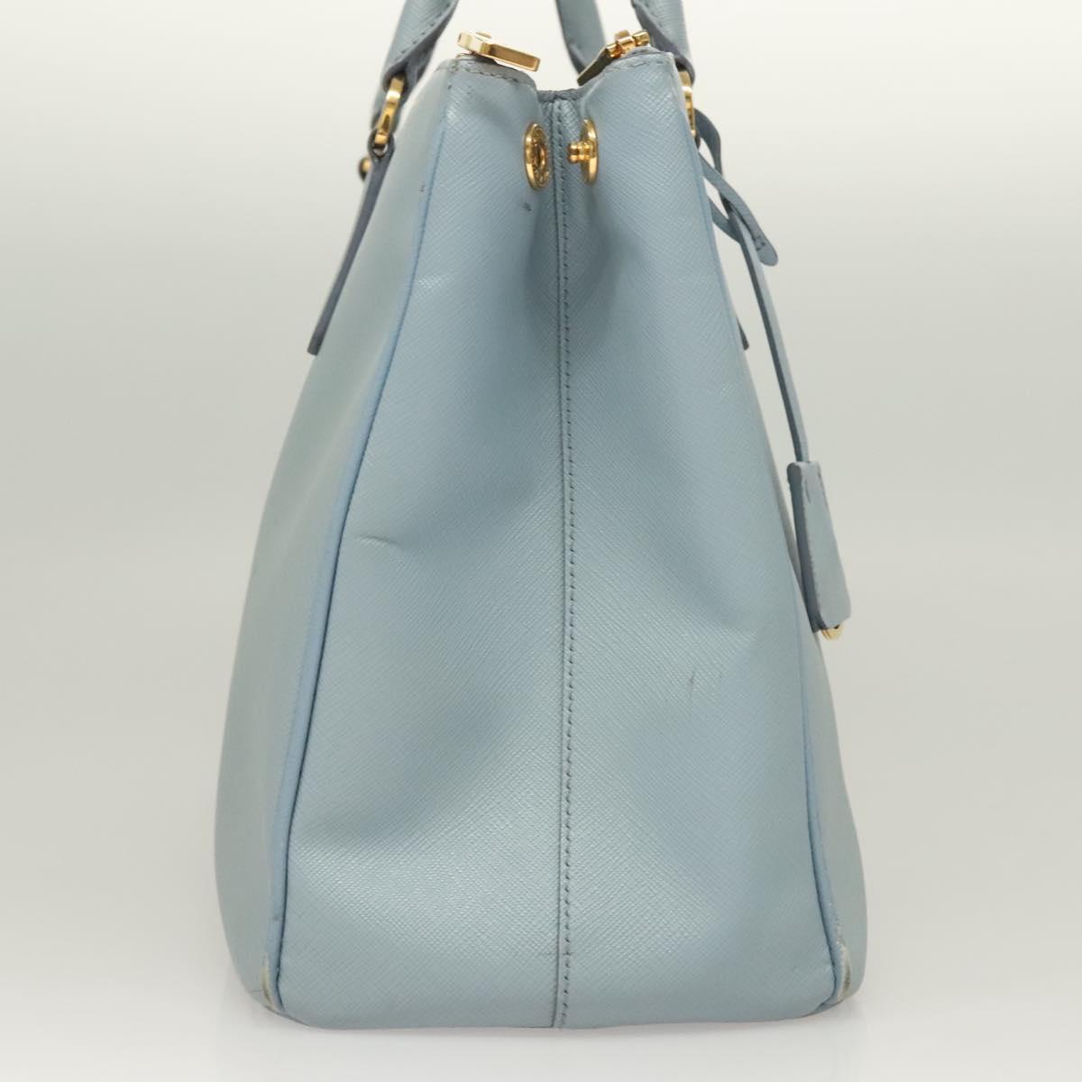 PRADA Galleria Hand Bag Safiano leather Light Blue Gold Auth ep9361