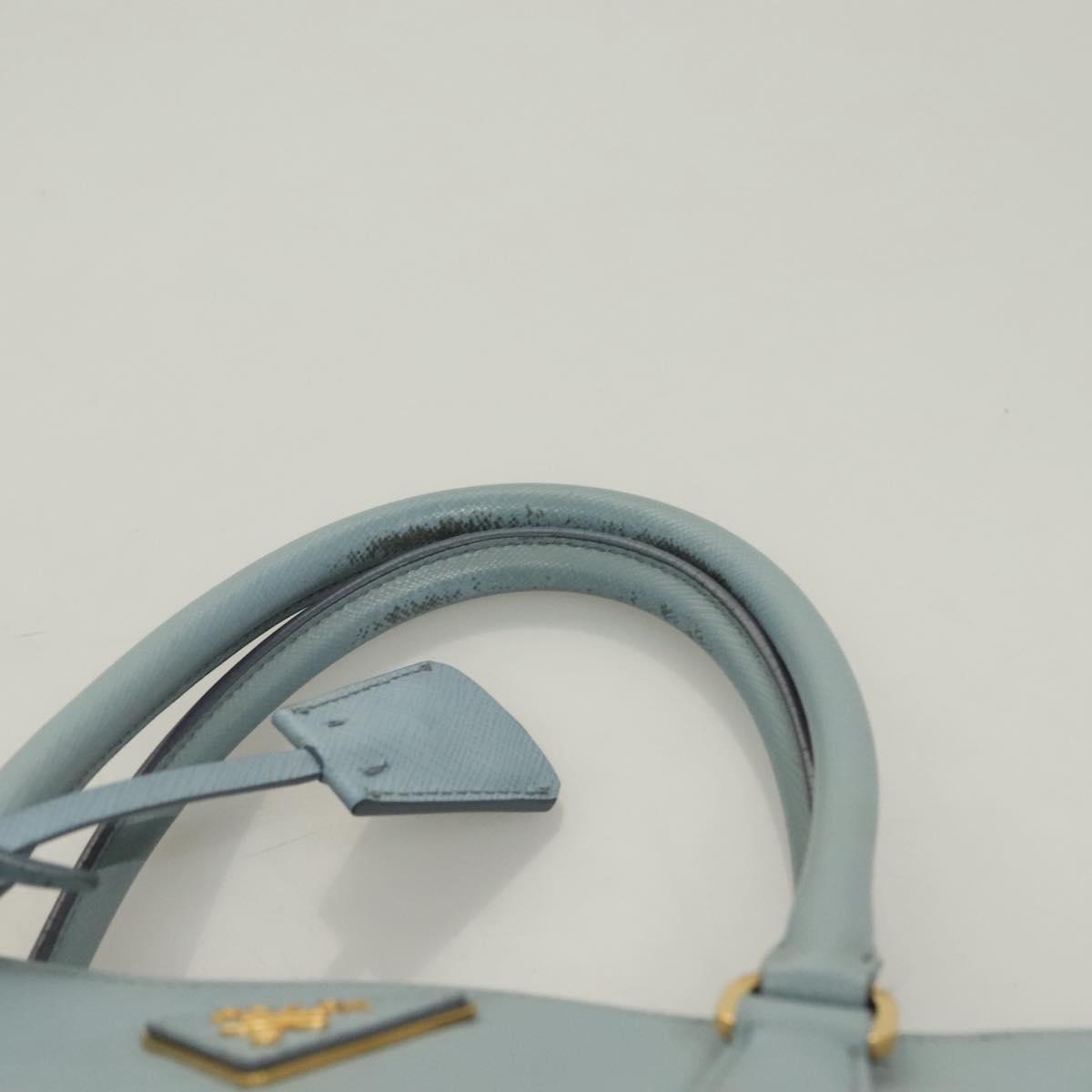 PRADA Galleria Hand Bag Safiano leather Light Blue Gold Auth ep9361