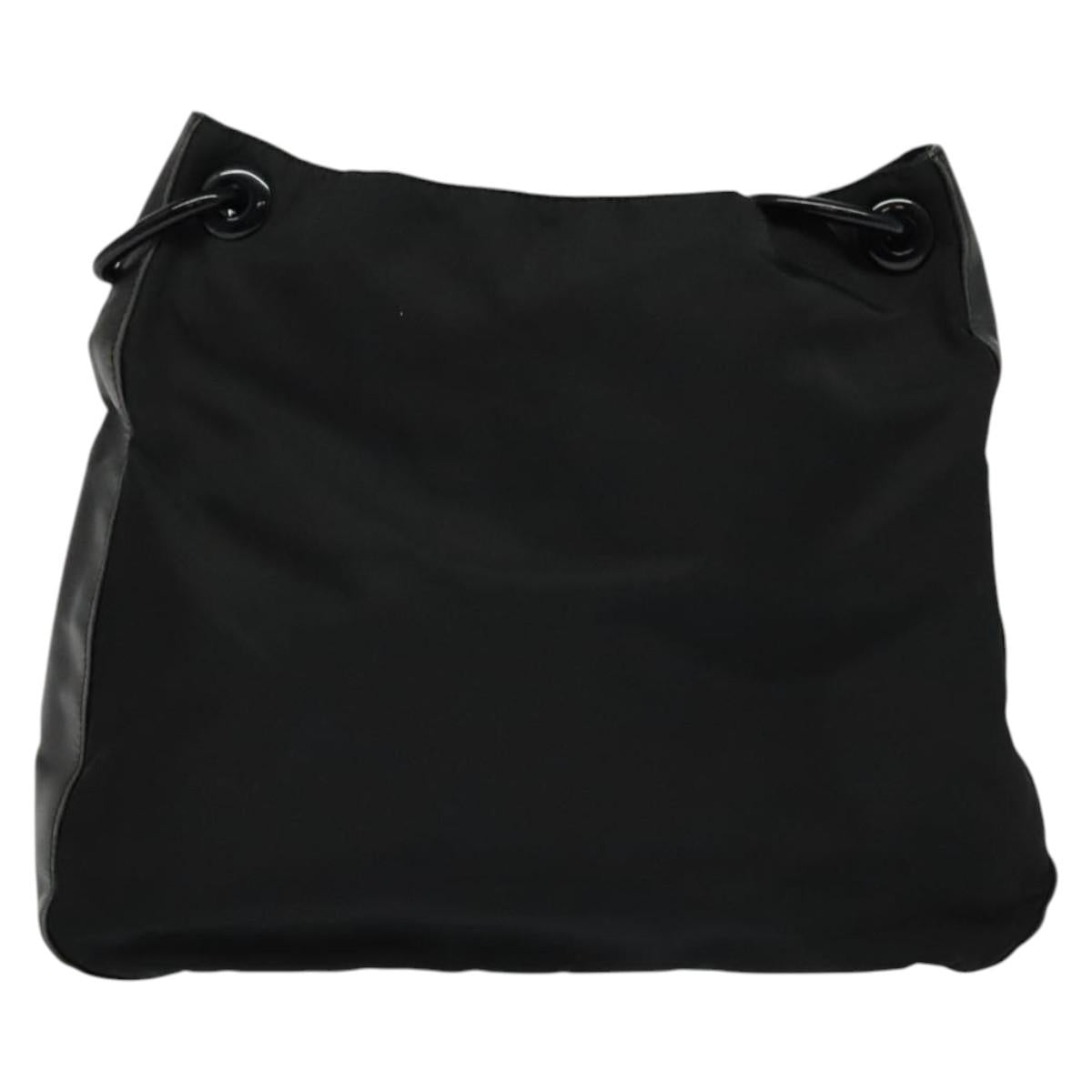 PRADA Shoulder Bag Nylon Plastic Black Silver Auth ep9367