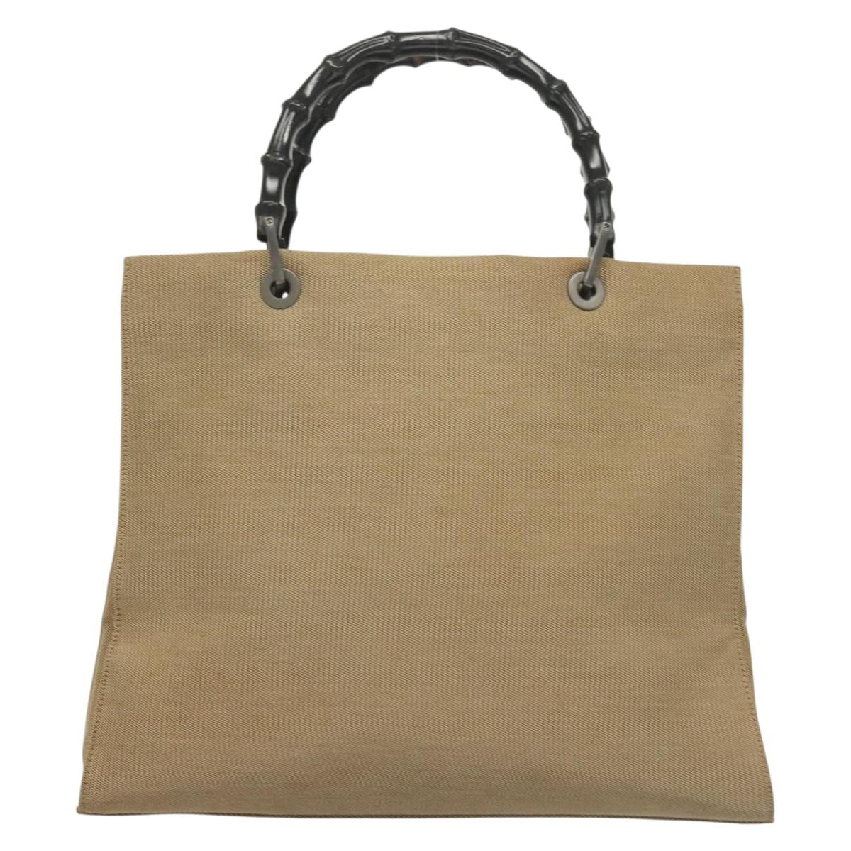 GUCCI Bamboo Hand Bag Canvas Beige 002 1010 2404 Auth ep9368