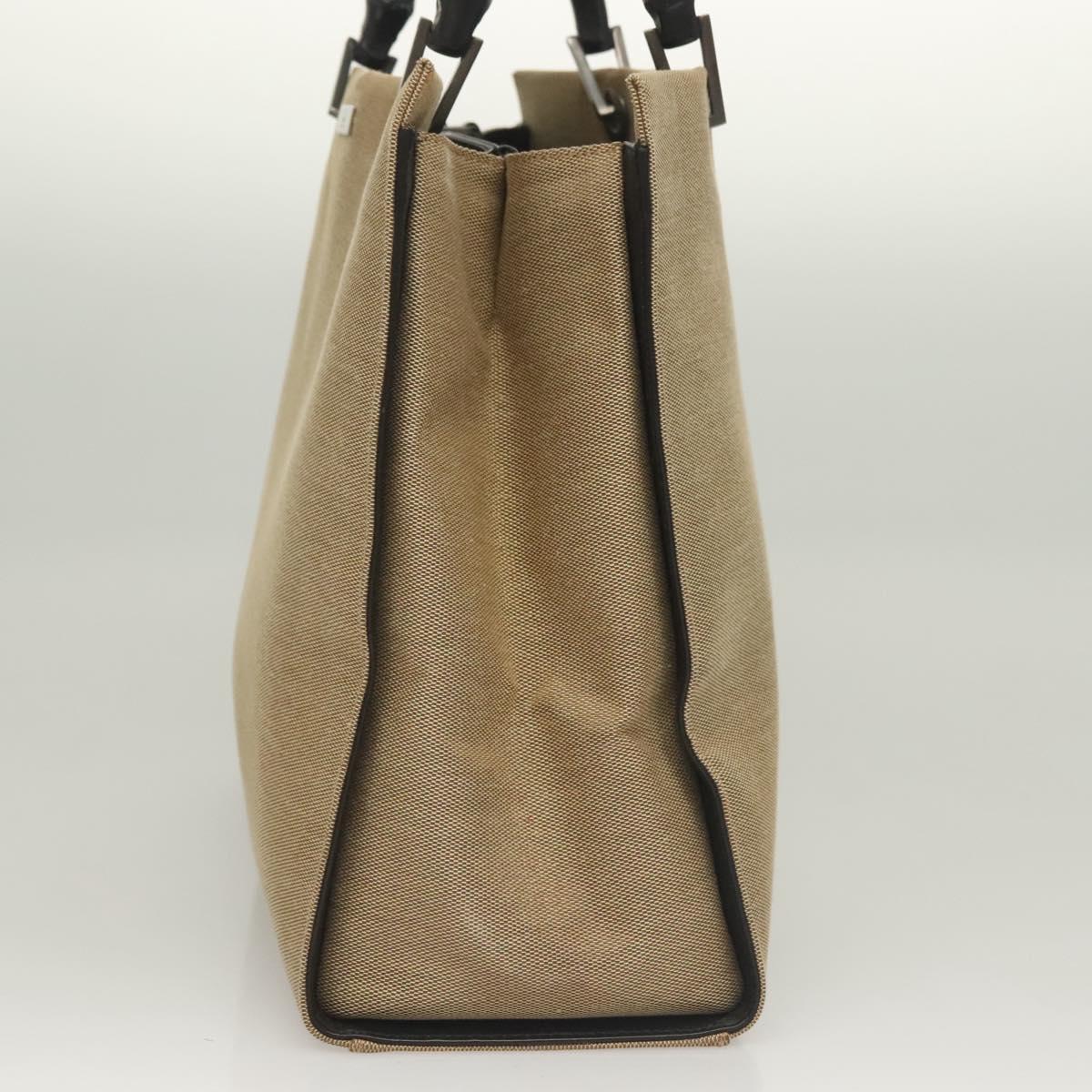 GUCCI Bamboo Hand Bag Canvas Beige 002 1010 2404 Auth ep9368