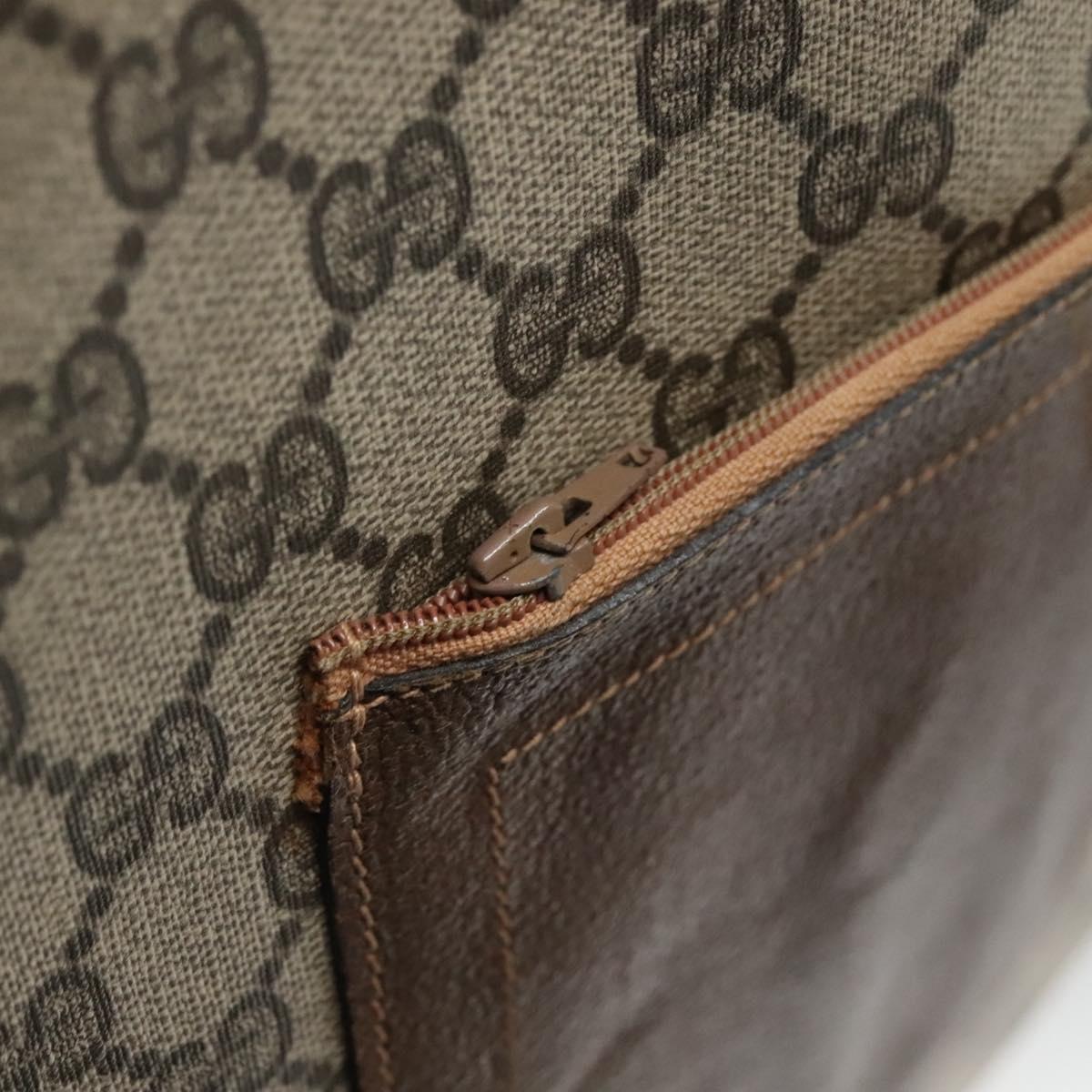 GUCCI GG Supreme Web Sherry Line Tote Bag PVC Beige Auth ep9399