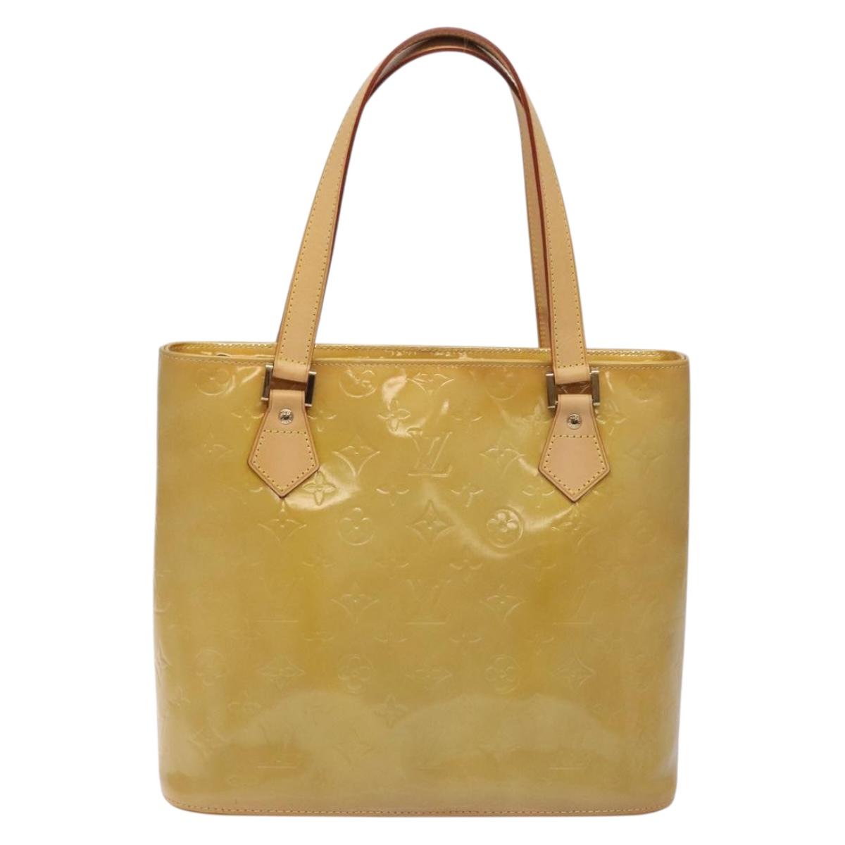 LOUIS VUITTON Monogram Vernis Houston Hand Bag Beige M91004 LV Auth ep9404