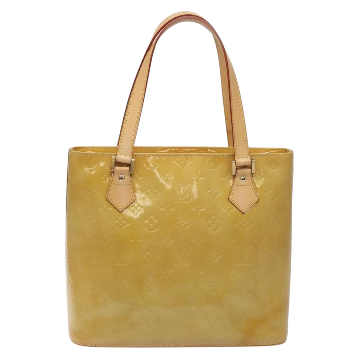 LOUIS VUITTON Monogram Vernis Houston Hand Bag Beige M91004 LV Auth ep9404
