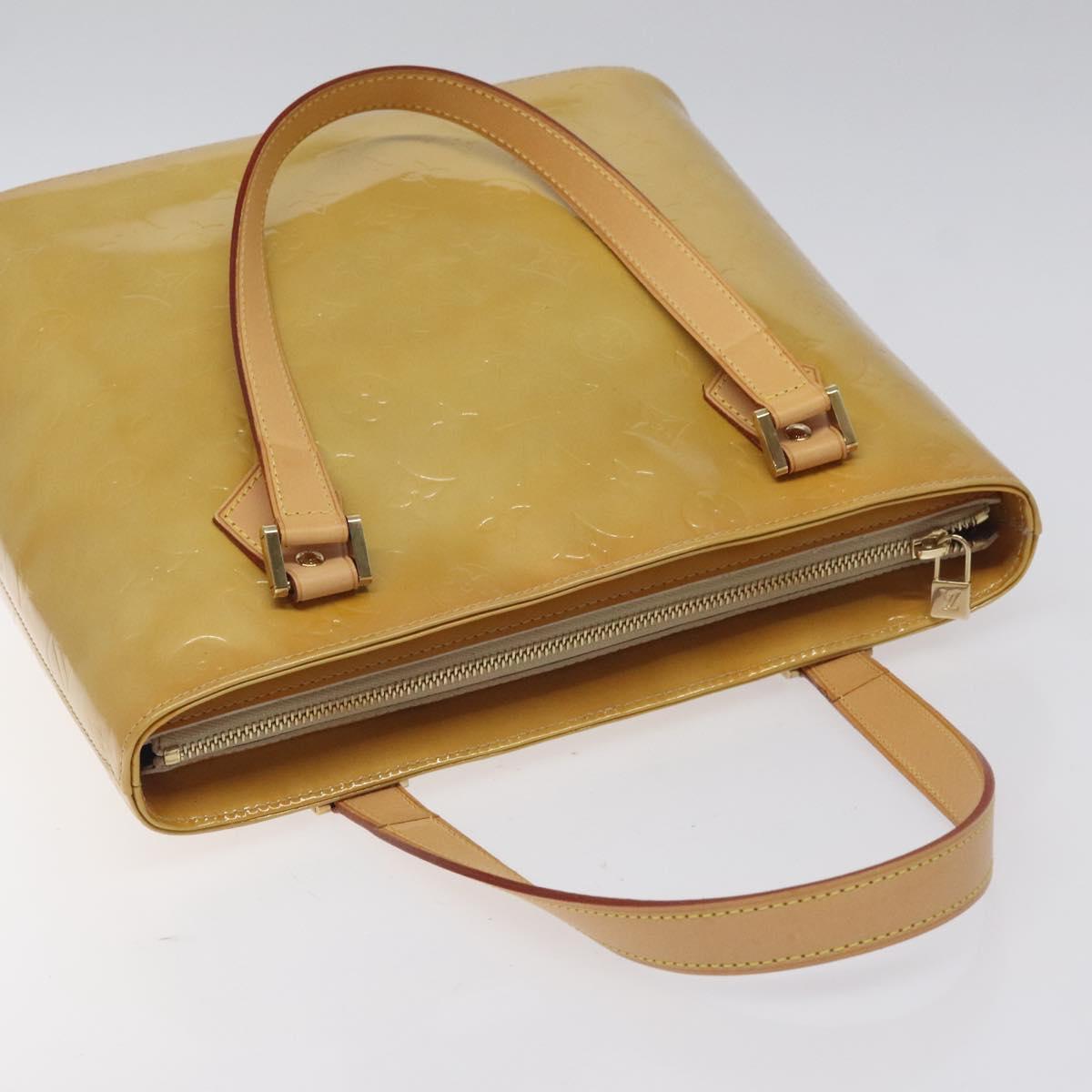 LOUIS VUITTON Monogram Vernis Houston Hand Bag Beige M91004 LV Auth ep9404