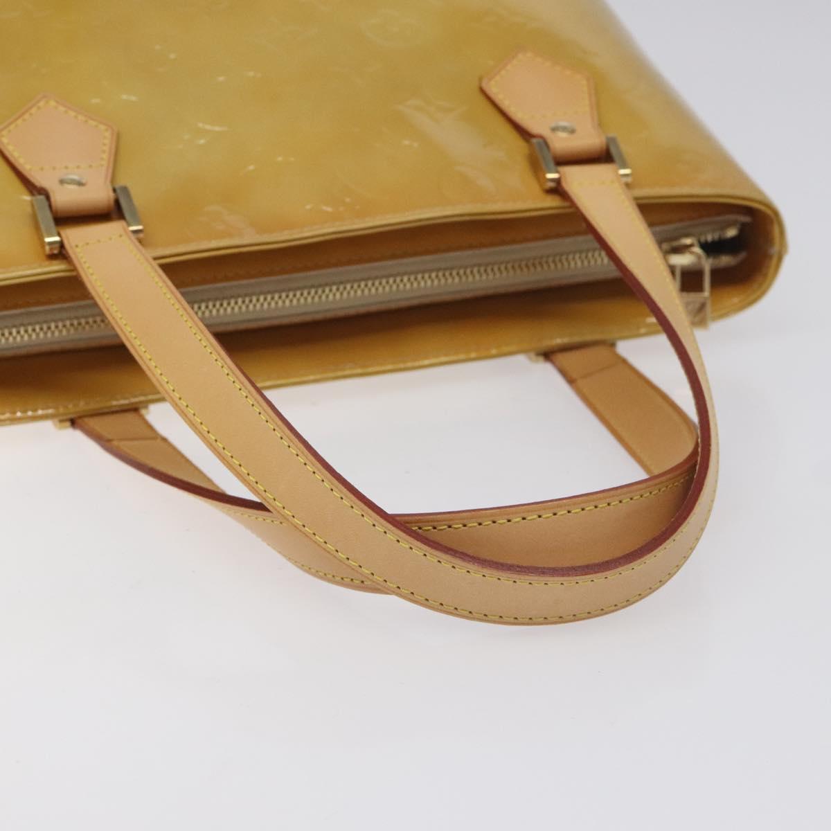 LOUIS VUITTON Monogram Vernis Houston Hand Bag Beige M91004 LV Auth ep9404