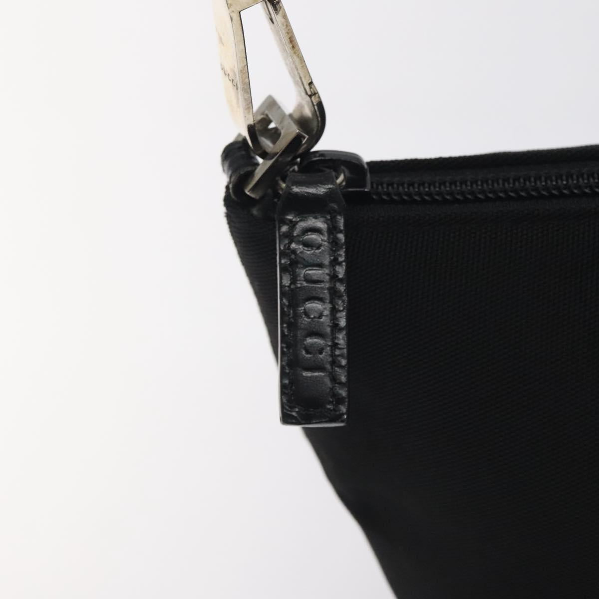 GUCCI Accessory Pouch Canvas Black Silver Auth ep9422