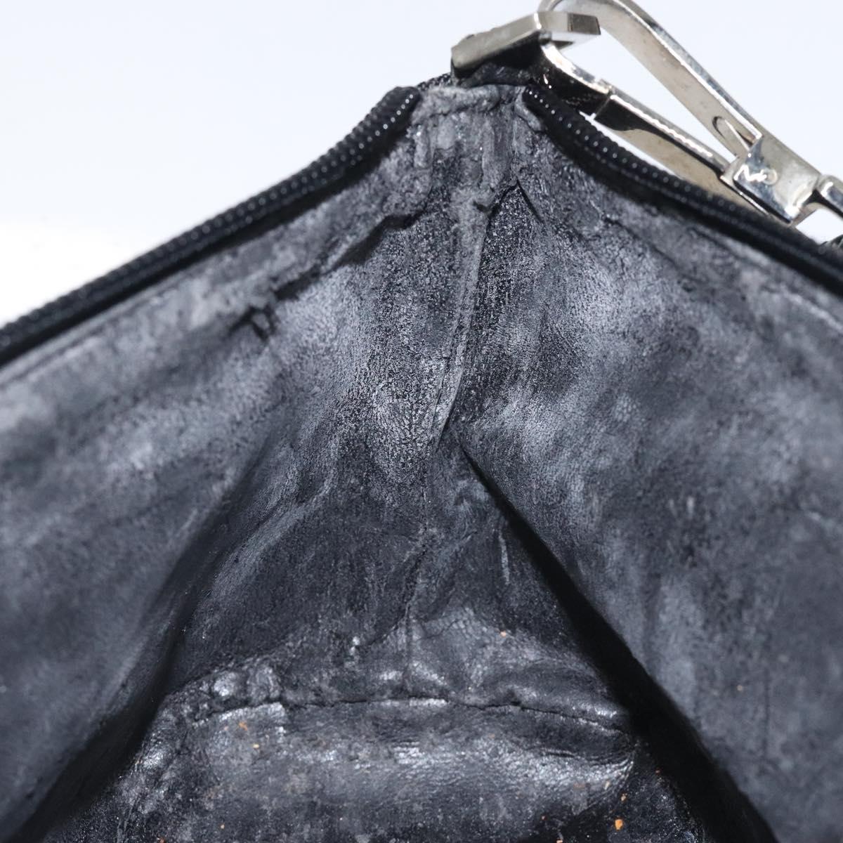 GUCCI Accessory Pouch Canvas Black Silver Auth ep9422