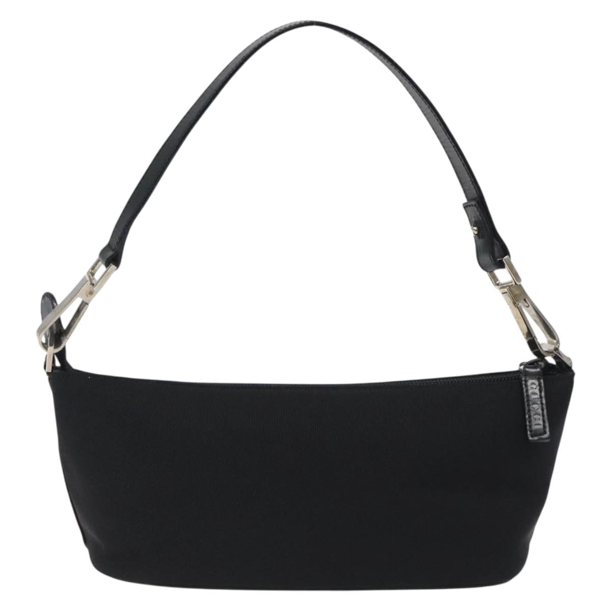 GUCCI Accessory Pouch Canvas Black Silver Auth ep9422