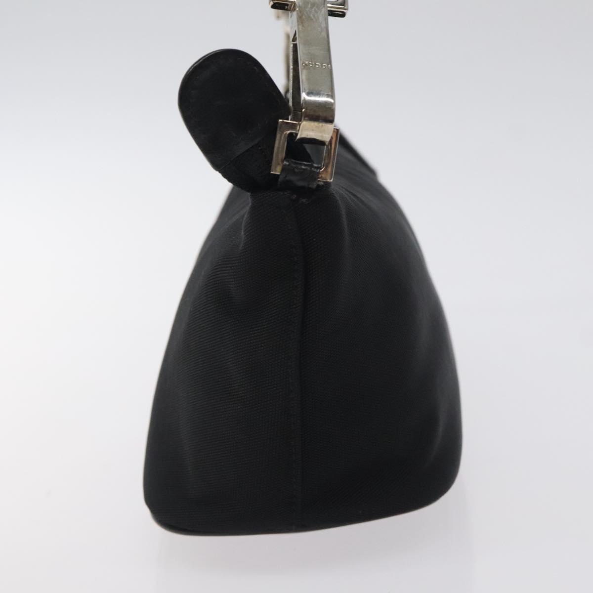 GUCCI Accessory Pouch Canvas Black Silver Auth ep9422