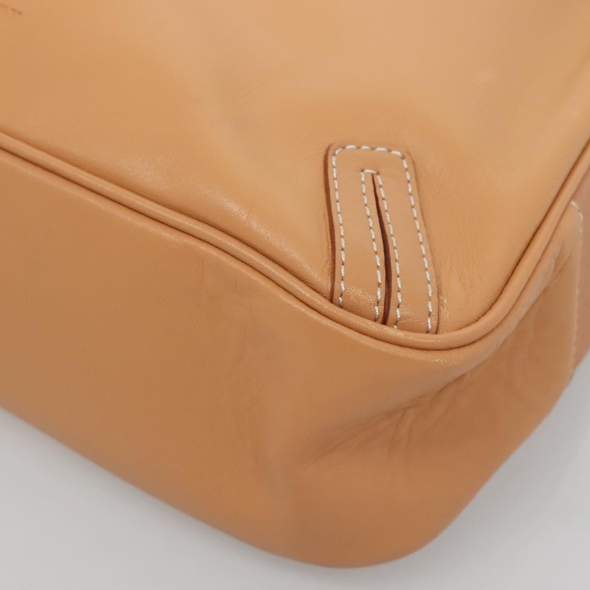 BURBERRY Shoulder Bag Leather Beige Silver Auth ep9425