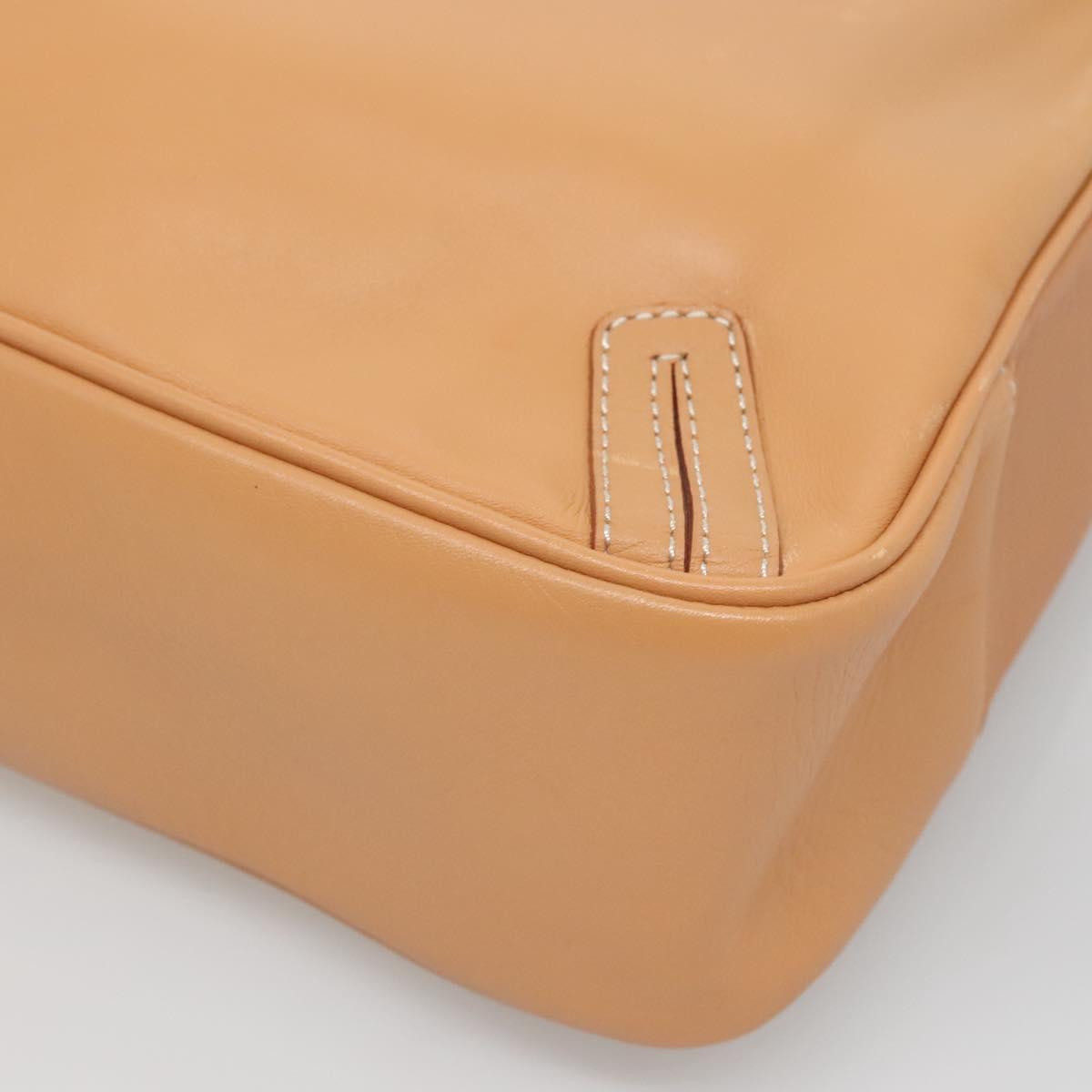 BURBERRY Shoulder Bag Leather Beige Silver Auth ep9425