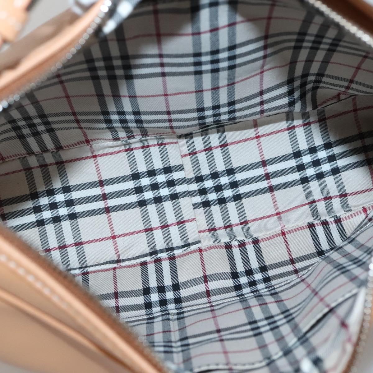 BURBERRY Shoulder Bag Leather Beige Silver Auth ep9425